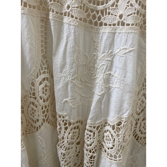 Anthropologie Raga Womens Sz L CROCHET A-LINE Tunic OFF-WHITE COLOR Bohemian - Picture 6 of 9